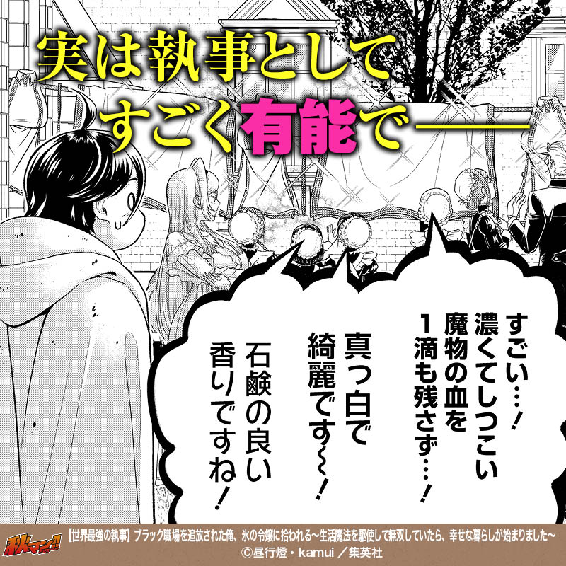 【世界最強の執事】ブラック職場を追放された俺、氷の令嬢に拾われる　～生活魔法を駆使して無双していたら、幸せな暮らしが始まりました～